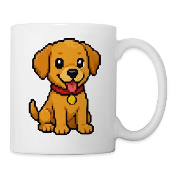 Pixel puppy dog with red ribbon - Mug - white - Right