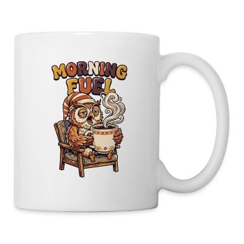 Tired owl with coffee - Mug - white - Right