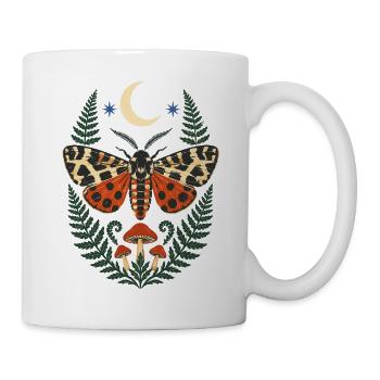 Moth Forest Motif with Fern and Moon - Mug - white - Right
