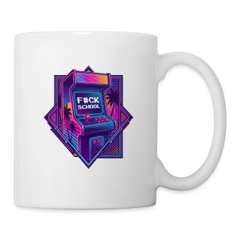 Borne d’arcade rétro - F#CK SCHOOL Synthwave - Mug blanc - blanc - Droite