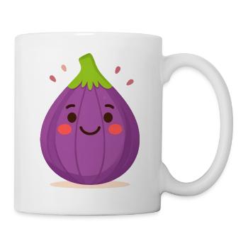 Purple Kawaii Fig – Sweet Fruit Illustration Art - Mug - white - Right