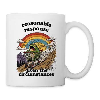 Frog in shopping cart under rainbow - Mug - white - Right