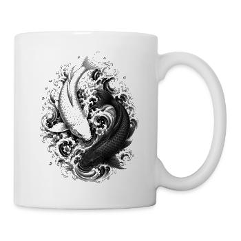 Deux koi en yin yang dans le style artistique Irezumi - Mug blanc - blanc - Droite