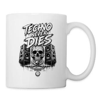 Techno ne meurt jamais Crâne et enceintes - Mug blanc - blanc - Droite