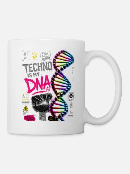 Techno ist meine DNA Neon-Regenbogen-Helix - Tasse - Weiß