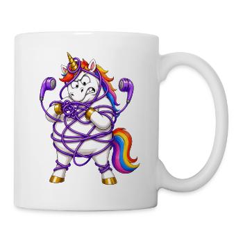 Licorne emmêlée dans des écouteurs - Mug blanc - blanc - Droite