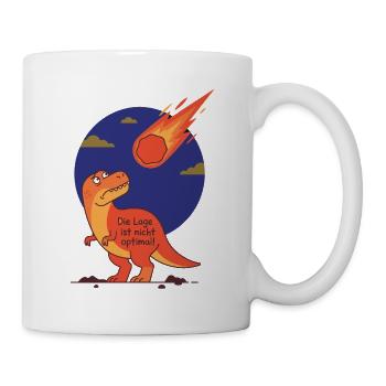Die Lage ist nicht optimal - Dinosaurier Meteorit - Tasse - Weiß - Rechts