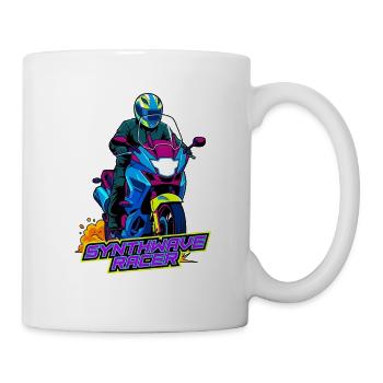 Synthwave Racer Neon Motorcycle - Mug blanc - blanc - Droite