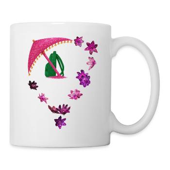 Parapluie pailleté et anneau de fleurs - Mug blanc - blanc - Droite