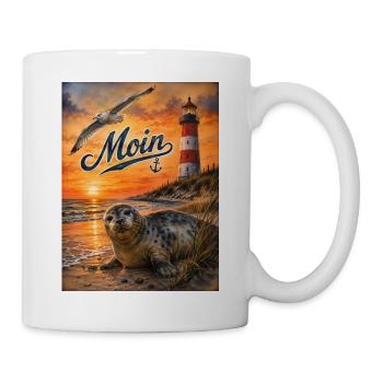 Sonnenuntergang am Meer Seehund - Tasse - Weiß - Rechts