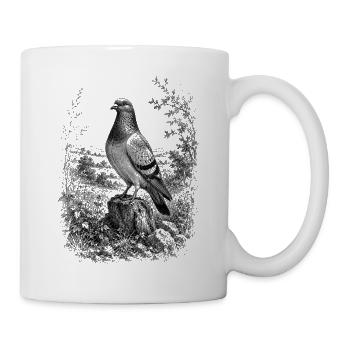 Colombe fière dans la nature dans un style de dessin détaillé - Mug blanc - blanc - Droite