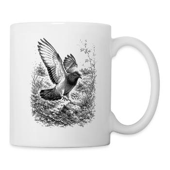 Taube im Flug in Natur im detaillierte Zeichenstil - Tasse - Weiß - Rechts