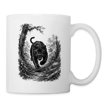 Wilder schwarzer Panther in Natur im Zeichenstil - Mug - white - Right