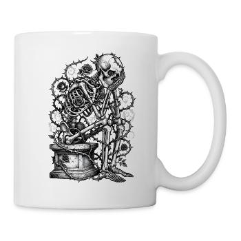 Squelette avec gravure de roses - Mug blanc - blanc - Droite
