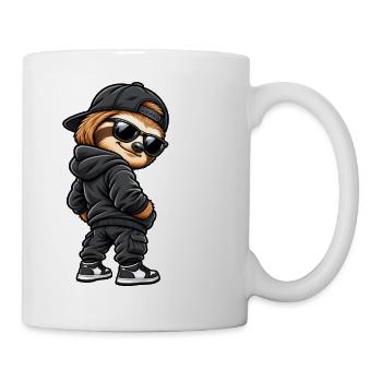 Cool gangster sloth in streetwear style - Mug - white - Right