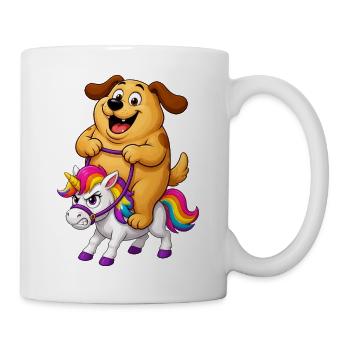 Dog Riding Grumpy Rainbow Unicorn - Mug blanc - blanc - Droite