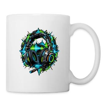 Neon Cyber Kopfhörer Design - Tasse - Weiß - Rechts