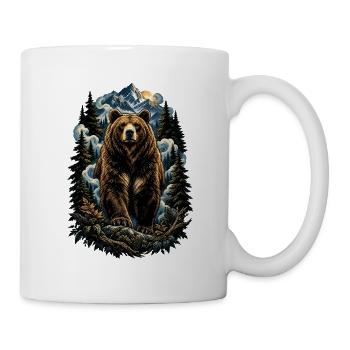 Bär im Bergwald – Natur-Tierkunst - Tasse - Weiß - Rechts