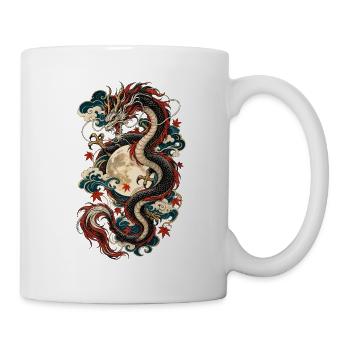 Monddrache über goldenem Vollmond - Tasse - Weiß - Rechts