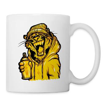 Tiger Graffiti Humor - Tasse - Weiß - Rechts
