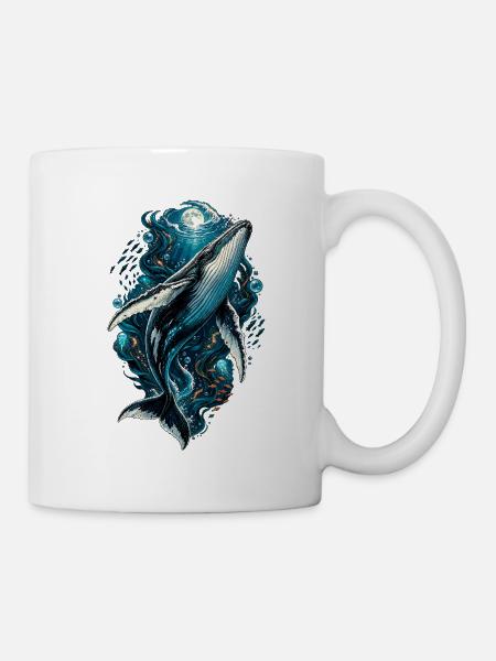 Mondlichtwal im Tiefsee-Traum - Tasse - Weiß