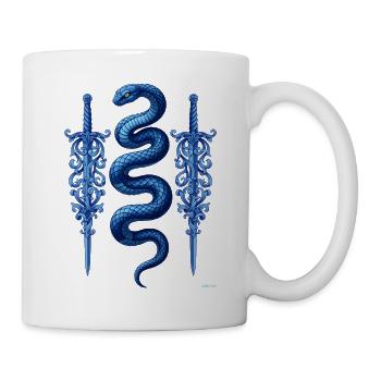 Design von blauen Schlangen-Dekorationsschwertern. - Tasse - Weiß - Rechts