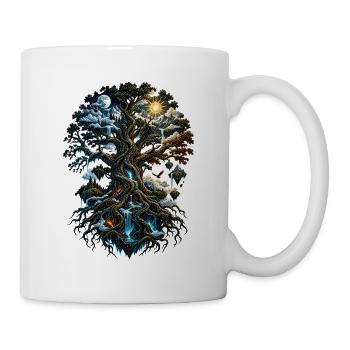 Weltenbaum Tag Nacht - Tasse - Weiß - Rechts