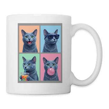 Katzen Russisch Blau Katze - Tasse - Weiß - Rechts