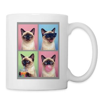 Katzen Siam Katze - Tasse - Weiß - Rechts