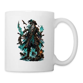 Geisterpirat mit Teal-Flammen - Tasse - Weiß - Rechts