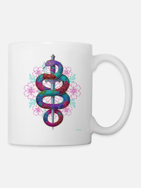 Schlangenschwertblumen-Design. - Tasse - Weiß