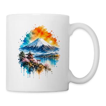 Mount Fuji Pagode See Aquarell - Tasse - Weiß - Rechts