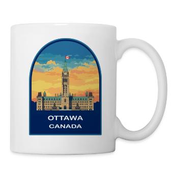 Abzeichen des Friedensturms des Parlamentshagels von Ottawa Canada - Tasse - Weiß - Rechts