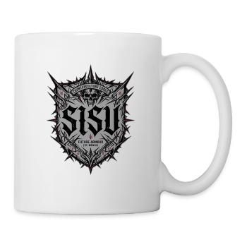 Finnisches Sisu Schildschädel Dunkle Kunstgym - Tasse - Weiß - Rechts