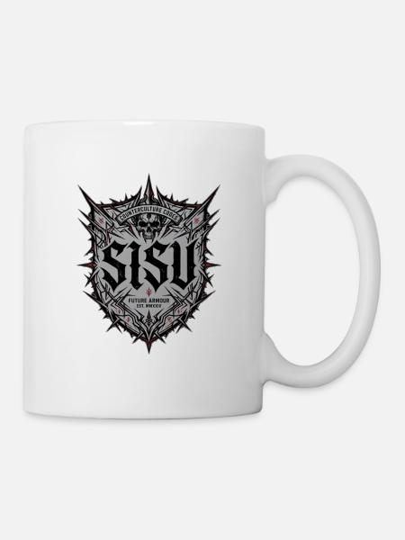 Finnisches Sisu Schildschädel Dunkle Kunstgym - Tasse - Weiß