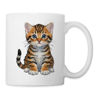 Katzenbaby aquarell getigertes Kätzchen Geschenk  - Tasse - Weiß - Rechts