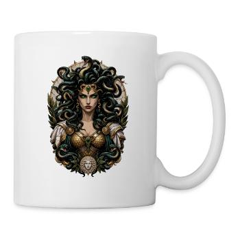 Medusa Kriegerin Goldrüstung - Tasse - Weiß - Rechts