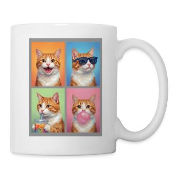 Katzen Orange Tabby Katze - Tasse - Weiß - Rechts