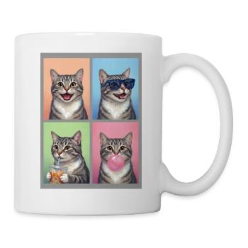 Katzen Graue Tabby Katze - Tasse - Weiß - Rechts