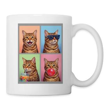 Katzen Orange Tabby Katze - Tasse - Weiß - Rechts
