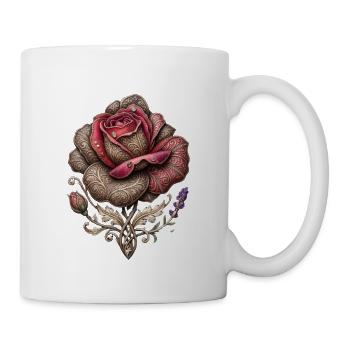 Schnitzte Rose - Tasse - Weiß - Rechts