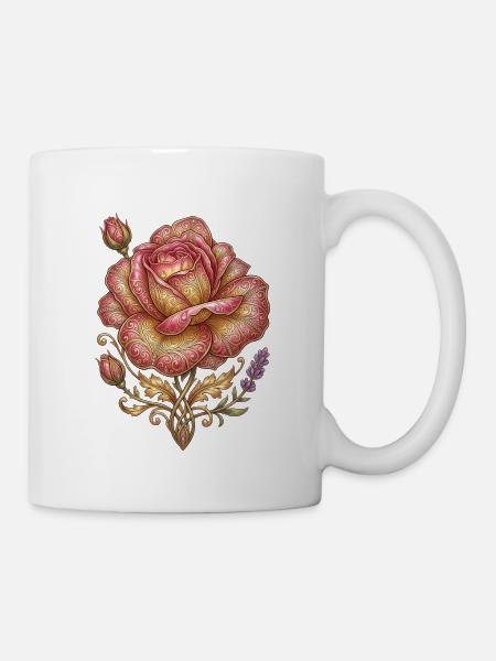 Goldene Rose - Tasse - Weiß