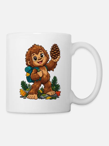 Waldheld Yeti mit Pinienzapfen - Tasse - Weiß