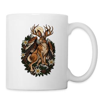 Hirsch mit Flügeln im Mondwald - Tasse - Weiß - Rechts