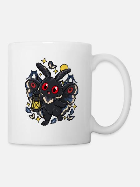 Nachtfalter-Kobold mit Laterne - Tasse - Weiß