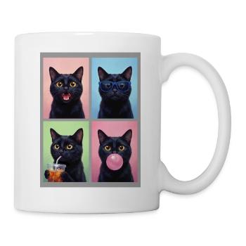 Katzen schwarze Katze - Tasse - Weiß - Rechts