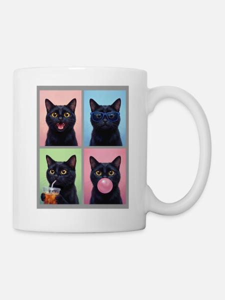 Katzen schwarze Katze - Tasse - Weiß