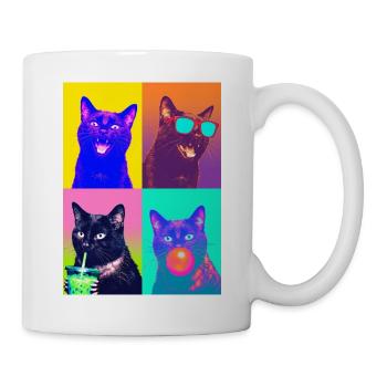 Katzen schwarze Katze - Tasse - Weiß - Rechts