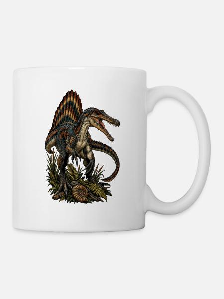 Bunter Segel Dino im Dschungel - Tasse - Weiß