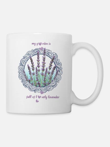 Lavendelgarten eingerahmt Lavendel Lavendelblüten - Tasse - Weiß